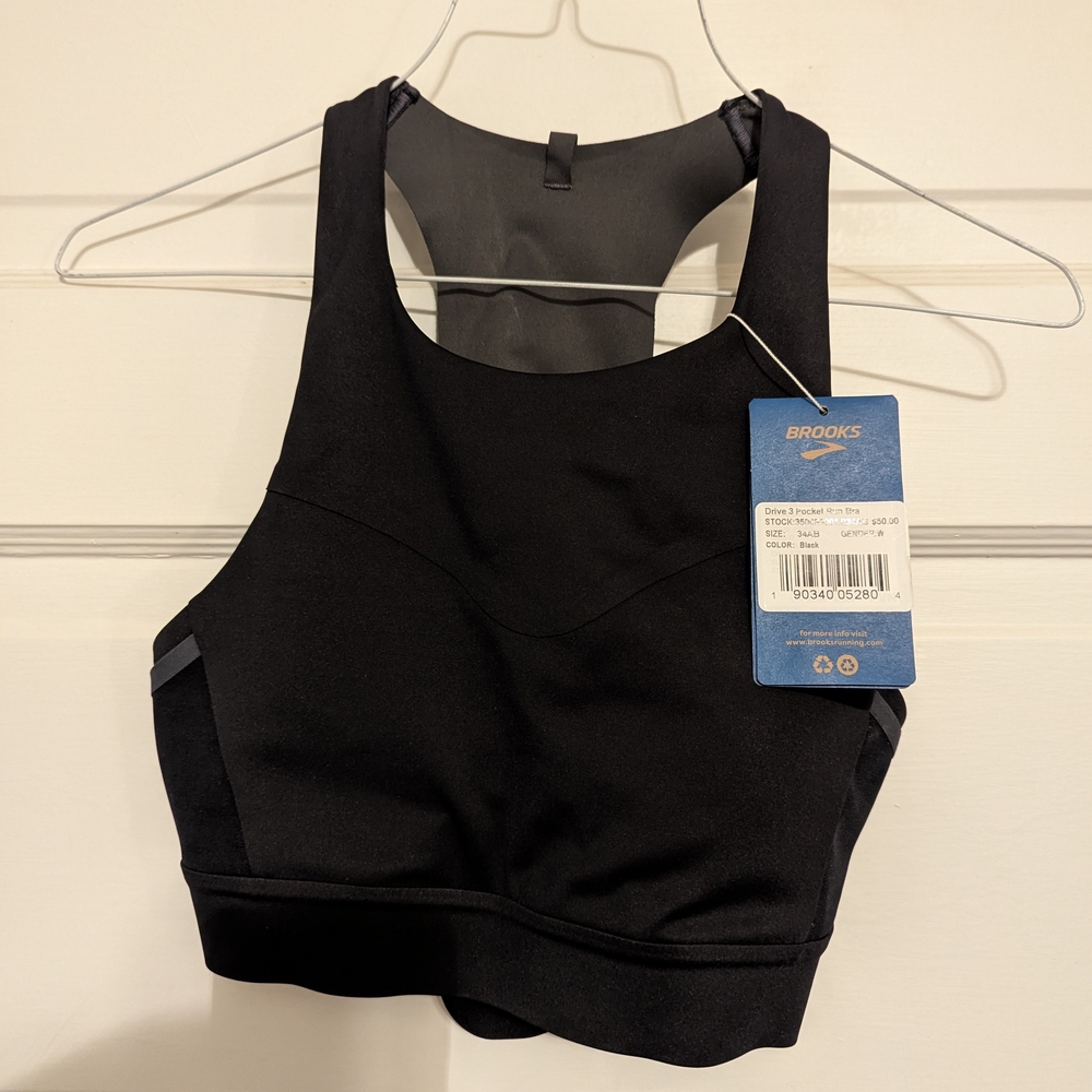Brooks Black Sports Bra High Neck Racerback